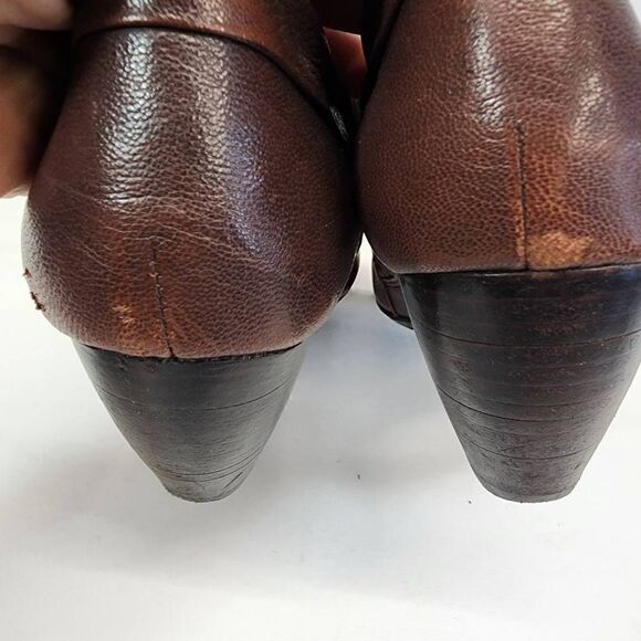 Bare Traps Rosey Brown Leather Pleated Ankle Zippered Boots Size 7.5 - Picture 5 of 9